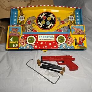 Vintage Tin CARNIVAL SHOOTING GALLERY by Ohio Art Mechanical Windup W/Box